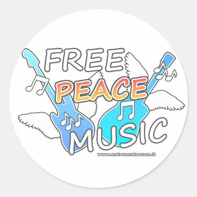 Free Peace Music Runder Aufkleber (Vorderseite)