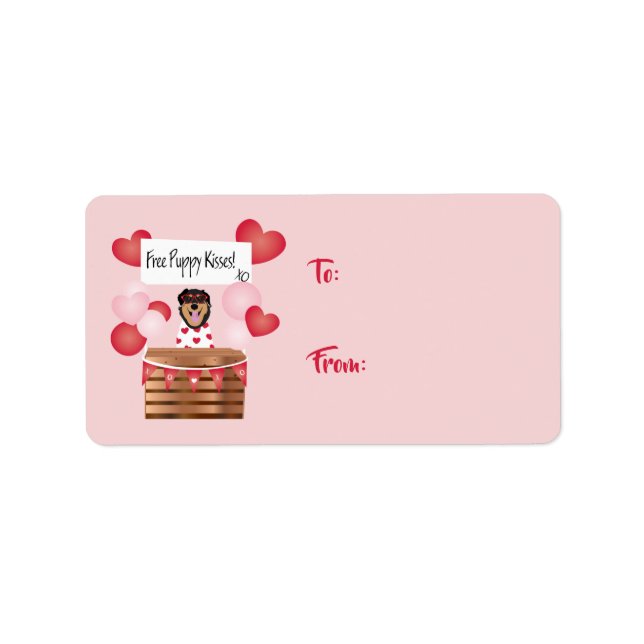 Free Puppy Kisses Valentine Dog Adressaufkleber (Vorne)