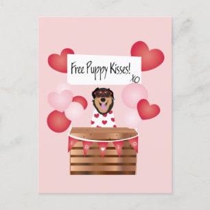 Free Puppy Kisses Valentine Dog Pink Postkarte