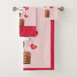 Free Puppy Kisses Valentine Dog Red Badhandtuch Set