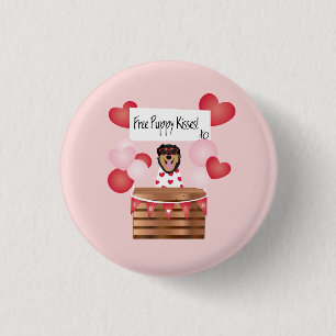 Free Puppy Kisses Valentine Dog Red Button