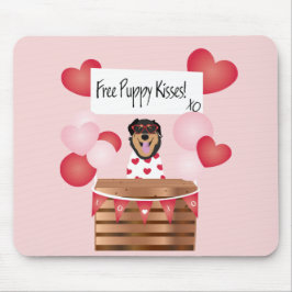 Free Puppy Kisses Valentine Dog Red Mousepad