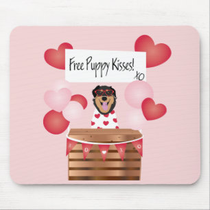 Free Puppy Kisses Valentine Dog Red Mousepad