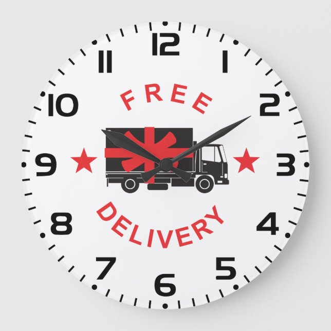 Free Shipping Delivery Truck Große Wanduhr (Vorderseite)