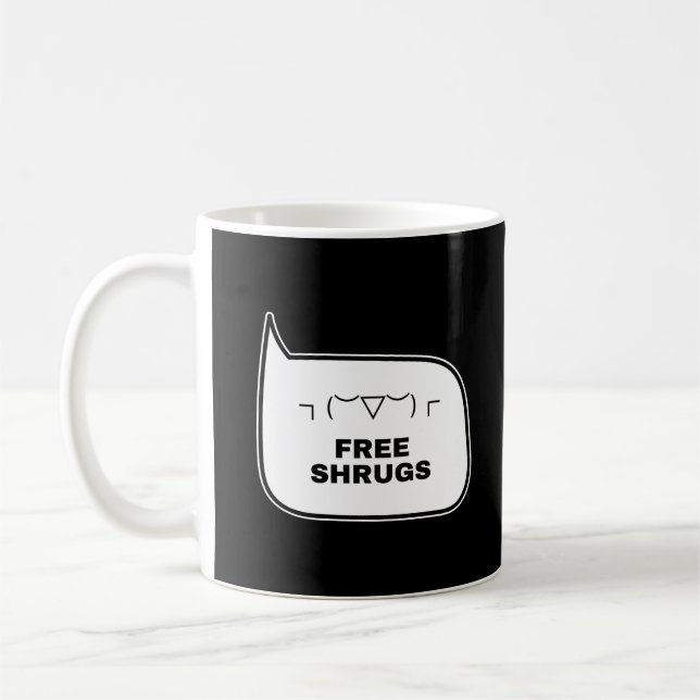 FREE SHRUGS Funny Kaomoji japanische Emoticons Kaffeetasse (Links)
