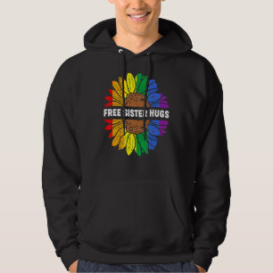 Free Sister Hugs Lgbt Daisy Rainbow Blume Hippie Hoodie