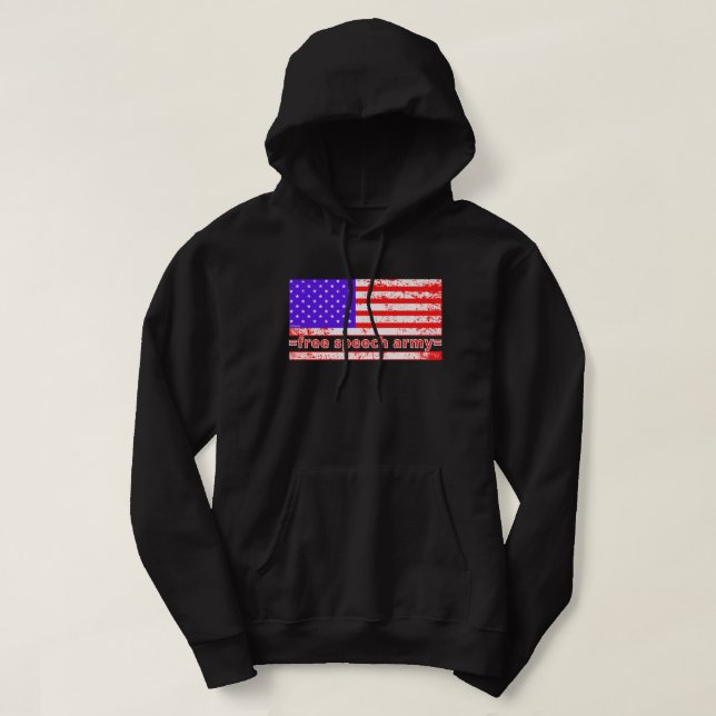 FREE SPEECH ARMY Not leidende amerikanische Flagge Hoodie (Design vorne)