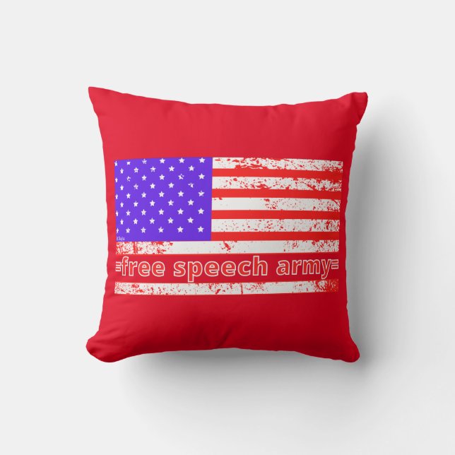 FREE SPEECH ARMY Not leidende amerikanische Flagge Kissen (Vorderseite)