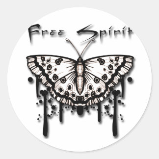 Free Spirit Butterfly Runder Aufkleber