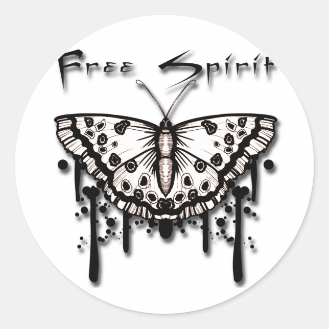 Free Spirit Butterfly Runder Aufkleber (Vorderseite)