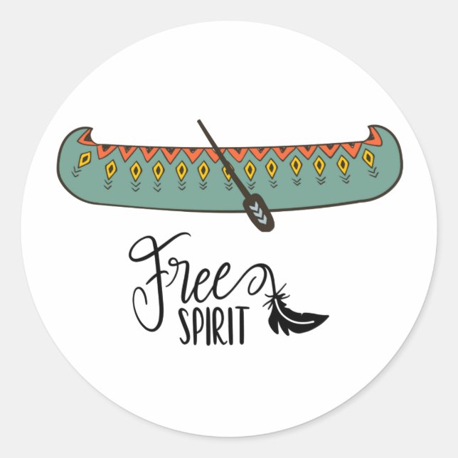 Free Spirit Canoe Runder Aufkleber (Vorderseite)