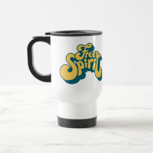 Free Spirit - Groovy Retro 70er Jahre Gelb Teal Ta Reisebecher