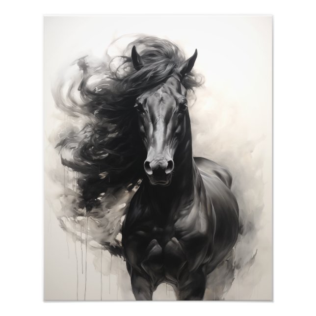 Free Spirit Horse Black and White Fotodruck (Vorne)