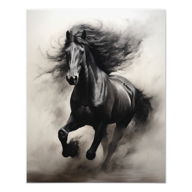 Free Spirit Horse Black and White Fotodruck (Vorne)