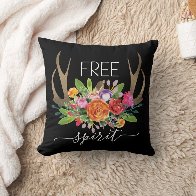 Free Spirit Modern Boho Chic Blume Antler Kissen (Decke)