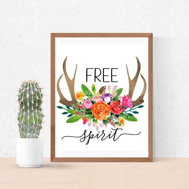 Free Spirit Modern Boho Chic Blume Antler Poster (Von Creator hochgeladen)