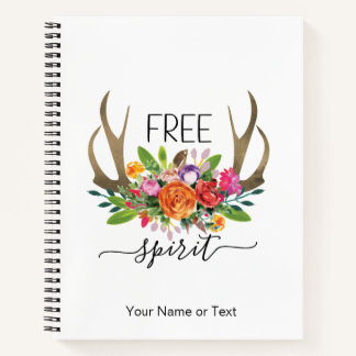Free Spirit Modern Boho Chic Blume Rose Antler Notizbuch
