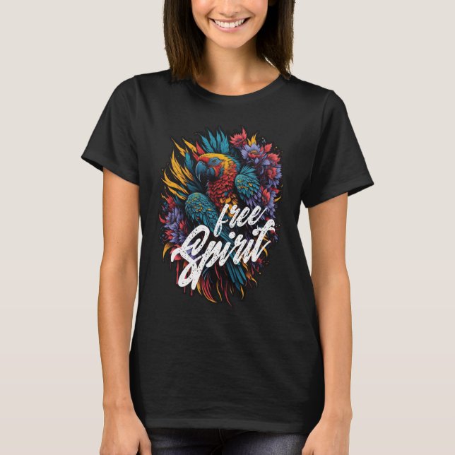 Free spirit Parrot Summer vibes rainbow bird T-Shirt (Vorderseite)