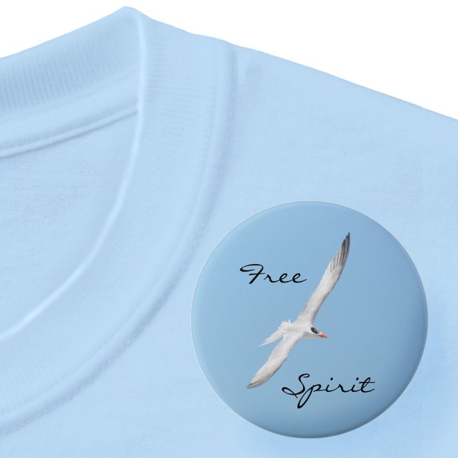 Free Spirit Royal Tern Flying Blue Sky Button (Von Creator hochgeladen)