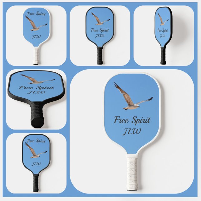 Free Spirit Seagull in Flight Sky Blue Pickleball Schläger (Von Creator hochgeladen)