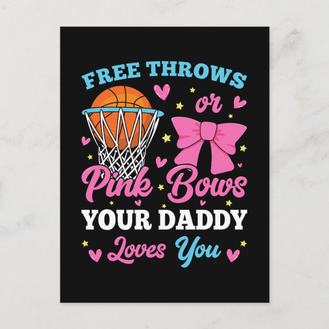 Free Throws oder Pink Bows Daddy Lieben Sie Postkarte (Vorderseite)