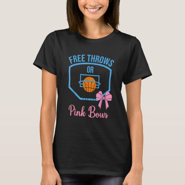 Free throws or Pink Bows gender reveal baby Announ T-Shirt (Vorderseite)