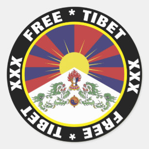 Free Tibet Aufkleber, tibetische Flagge Runder Aufkleber