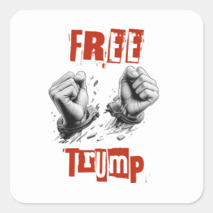 Free Trump - Handschellen Quadratischer Aufkleber