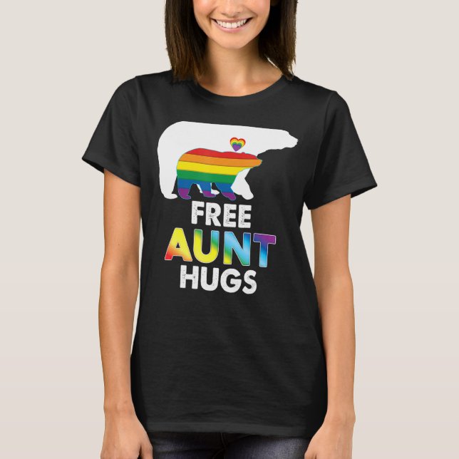 Free Tunt Hugs Rainbow Bear Lgbt Pride Gay Lesbian T-Shirt (Vorderseite)