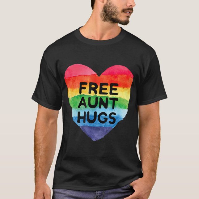 Free Tunt Hugs T Rainbow Pride LGB Geschenke T T-Shirt (Vorderseite)