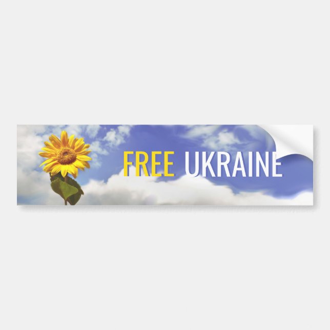 Free Ukraine Blue Yellow Sunflower Peace Bumper St Autoaufkleber (Vorne)