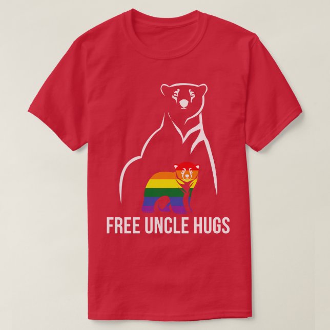 Free Uncle Hugs Gay Pride LGBT Rainbow Men T-Shirt (Design vorne)