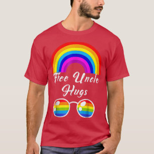 Free Uncle Hugs LGBT Ally Rainbow Sunglassys Gay T-Shirt