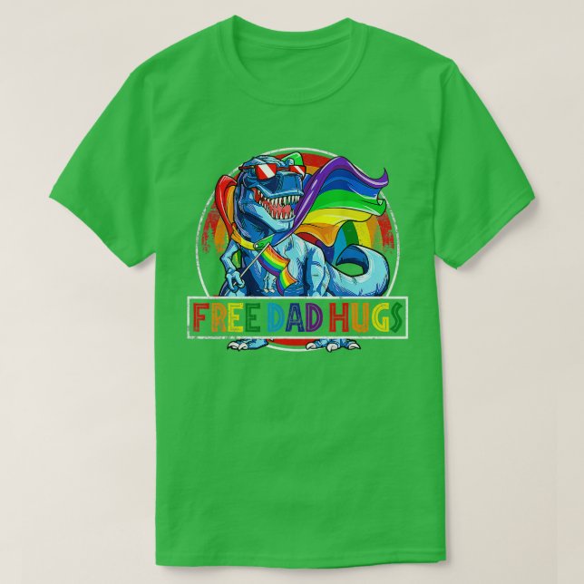 Free Vater Hugs Dinosaur Rex Daddy LGB Pride Rainb T-Shirt (Design vorne)