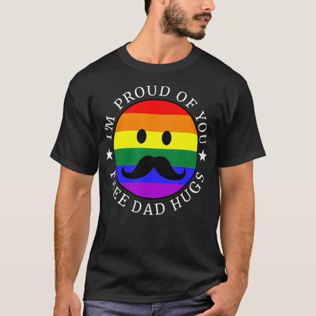 Free Vater Hugs LGBT Gay Pride T-Shirt (Vorderseite)