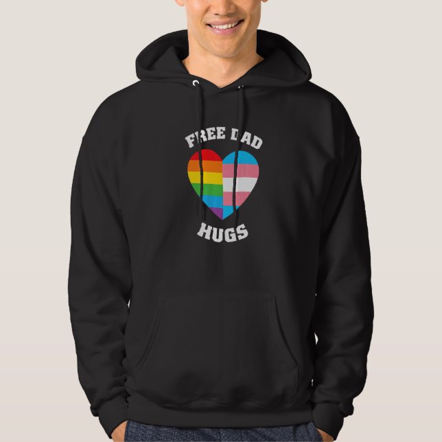 Free Vater Hugs LGBT Pride Hoodie (Vorderseite)