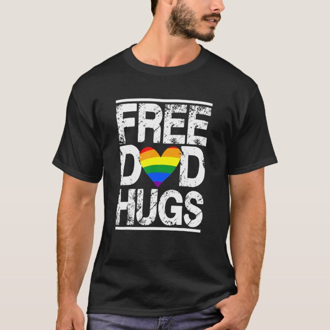 Free Vater Hugs Lgbt Pride Stepfather Daddy Papa T-Shirt (Vorderseite)