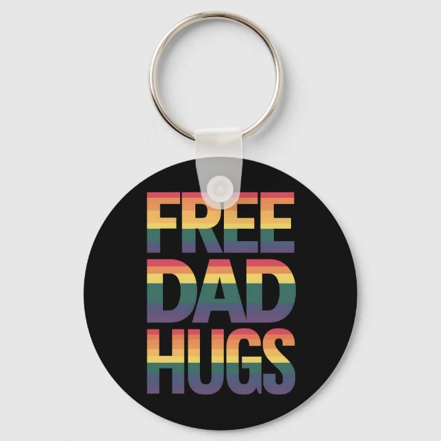 Free Vater Hugs LGBTQ Gay Pride Monat Verbündete s Schlüsselanhänger (Vorderseite)