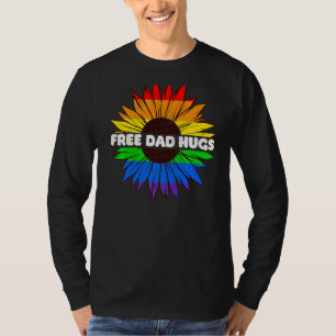 Free Vater Hugs Pride Sunflower Lgbtq Rainow Graph T-Shirt