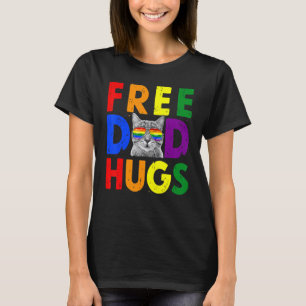 Free Vater Hugs Purride Proud Ally Cat Rainbow Fla T-Shirt