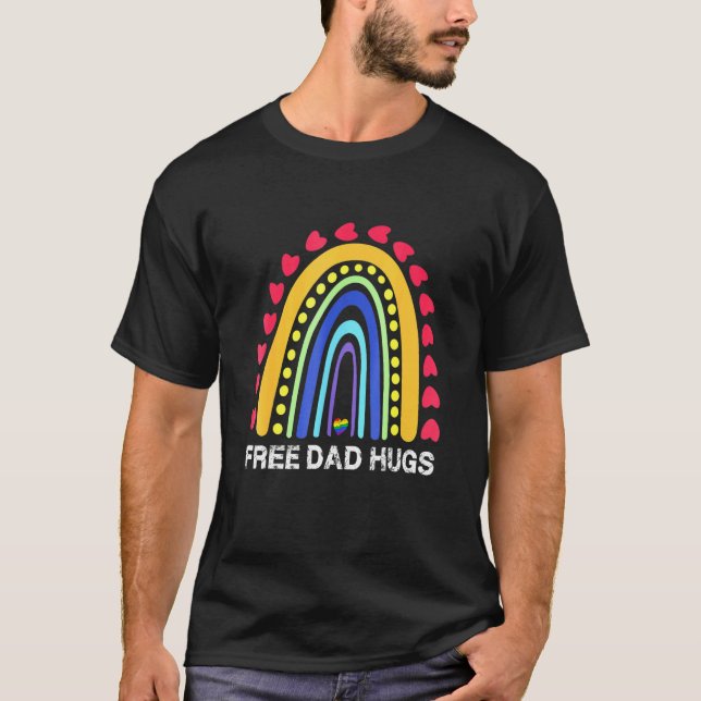 Free Vater Hugs Rainbow Gay Pride Lgbt - Kostenlos T-Shirt (Vorderseite)