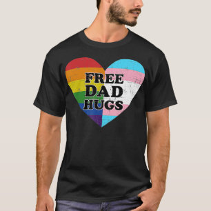 Free Vater Hugs Rainbow Heart Flag Gay LGB Pride M T-Shirt