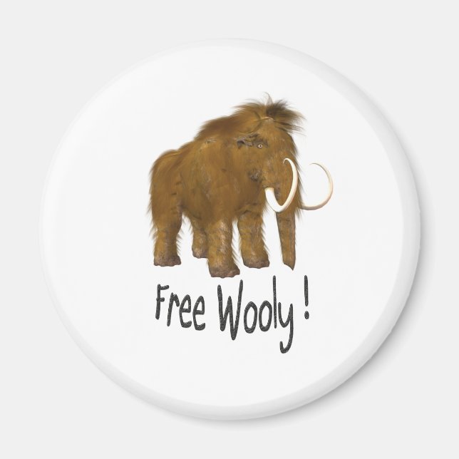 "Free Wooly" Wooly Mammoth Magnet (Vorne)
