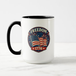 Freedom 1776 American Flag Patriotic Badge Tasse