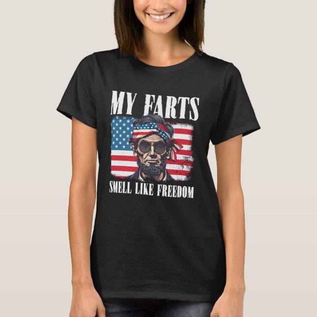 Freedom American Flag 4th Of July Independence Abe T-Shirt (Vorderseite)