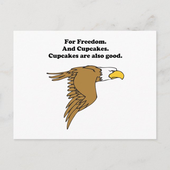 Freedom and Cupcakes American Bald Eagle Cartoon Postkarte (Vorderseite)