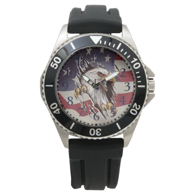 Freedom Bald Eagle American Flag Watch Armbanduhr (Vorderseite)