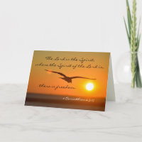 Freedom Bible Verse, Vogel fliegen bei Sonnenunter