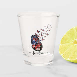 Freedom Butterflies Patriotisch rot, weiß, blau Schnapsglas