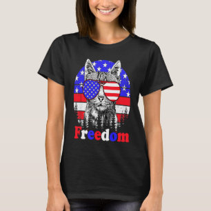 Freedom Cat Amerikanische Flagge 4. Juli T-Shirt